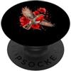 Red European Robin Bird Watercolor Art D Acquerello Europeo Robin Floreale Uccello Rosso Birdwatching PopSockets PopGrip Adesivo