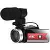 LLOOPK Videocamera, Videocamera da 56 MP Vlog 4K for streaming live Webcam Visione notturna Zoom 16X Fotografia Registratore digitale(32G SD Card,With Microphone)