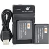 QIAO JIN LIN DSTE SLB-10A - Batteria agli ioni di litio (2 pezzi) e caricatore micro USB compatibile per Samsung P800 P1000 PL50 PL51 PL55 PL60 PL65 PL70 SL102 SL202 SL310