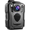 OPFVUJIKX Telecamera indossabile, Mini telecamera M5 con batteria da 4200 mAh, registrazione di 15 ore, for la polizia HD 1440P, angolo 170°, piccola videocamera 128G per la sicurezza e il lavoro(64GB)