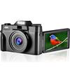 LLOOPK Videocamera, Macro Lens 4K Digital Camera Flip Screen Selfie Camcorder 48MP Vlog Webcam Videoregistratore vintage 16X grandangolare(32G SD Card,Only With Fliter)