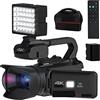 LLOOPK Videocamera, Videocamera vintage Full 4K 60FPS for streaming live Vlog 18X 64MP AF Registratore digitale Ruota schermo(With 32G SD Card,With Light)
