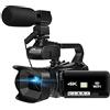 LLOOPK Videocamera, Videocamera da 64 MP Full 4K 60FPS for lo streaming live Webcam 18X Auto Focus Vlog Recorder 4quot; Ruota schermo(16G SD Card,With Microphone)