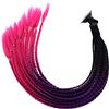 Kodxylytix 55 cm capelli casco treccia sfumato coda di cavallo per moto nero rosa rosso