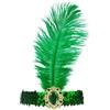 Fenisonavy Set di copricapi con piume 2 pezzi in stile retrò anni '20 con paillettes adatto a donne adolescenti e bambini ideale per carnevali feste e matrimoni (Verde, 1 piuma)