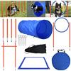 Froadp Agility - Set di ostacoli Slalom per cani, animali domestici, set di allenamento di coordinazione con tunnel per cani, asta per ostacoli regolabile, anello di salto, asta per il trasporto
