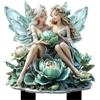 Generisch Decorazione da giardino per esterni, motivo fata 2D, decorazione da giardino, impermeabile, ideale per marciapiedi, prato, recinzioni, fioriere