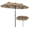 COSTWAY Ombrellone da Giardino Doppio 285 cm, con 12 Stecche, Manovella Scorrevole, Inclinazione Regolabile, Anti-UV, senza Base, per Giardino e Piscina, 285 x 147 x 220 cm (Marrone)