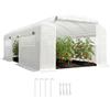 Outsunny Serra da esterno 6x3x2 m, Serra a tunnel con 3 porte avvolgibili, finestre con rete, copertura PE 140 g/m² anti-UV e telaio in acciaio zincato, per coltivazioni, piante, bianco