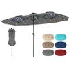 COSTWAY Ombrellone da Giardino Doppio 375 x 200 cm, con 108 Luci Led, Manovella, Anti-UV, 12 Stecche Metalliche, per Terrazza, Piscina e Cortile (Grigio, 375 x 200 cm con luci)