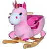 DEUBA® Unicorno Rosa Peluche a Dondolo Legno con Suoni Cintura di Sicurezza Giochi Infanzia Bambini Giocattolo Regalo