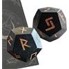 Generic Set di rune da divinazione generico, Set di dadi da divinazione Set di rune Futhark antico intagliato da 2 pezzi Dadi runici piccoli per intrattenimento di viaggio Set di rune da collezione per la med
