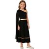 JEATHA Toga da Antica Egitto Ragazza Vestito Dea Greca per Bambina Abito da Principessa Romana Monospalla Vestito Cosplay della Dea Greca Antica A Nero 7-8 anni