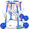 HaoVrisn Canestro Basket Piscina per Bambini, Giochi Piscina Bambini con 4 Palloni Galleggianti, 12 Anelli e Pompa, Giochi Acqua Bambini-Giocattolo Acqua Estivo per Feste in Piscina e Giardino