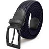 Fairwin Cintura Uomo, Cintura Elastica Intrecciata per Uomo, Confortevole in Tessuto Elastico Stretch (Blu (Fibbia Nero), XL: 125cm (vita 100-110cm/41-44))