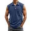 Generico Canottiera Uomo Cotone Abbottonata Senza Maniche Girocollo Stile Camicia Casual Vacanza Spiaggia Estate Palestra Corsa Taglie Forti Maglia Smanicata Uomo Comoda E Traspirante