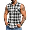 COOFANDY Camicia da uomo senza maniche in flanella casual estiva canotta con bottoni senza maniche camicia da spiaggia con tasca sul petto, Blu-verde., M