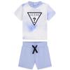 GUESS Eco Short Sleeve T-shirt and Active Shorts 2 Piece Set di vestiti da gioco per bambini, Nuvole di cielo blu, 24 Meses
