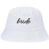 Buckets of Hats Bride - Cappello alla pescatora in cotone bianco con ricamo nero, accessorio per addio al nubilato, taglia unica