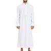 POIUIYQA Caftano Uomo A Strisce Bianco, Abaya Uomo Ricamata, Jalaba Marocchino Uomo, Vestito Musulmano Uomo, Vestito Arabo Uomo, Abito di Preghiera Musulmano Islamico Arabocotone Camicia Camicia Uomo