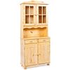 Inter Link - Alicante - Credenza Buffet Rustico Pino Massiccio Verniciato, Naturale - 88x43x198 h cm - 4 porte stile 'vetrina' e 'classico' - Soggiorno