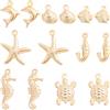Beebeecraft 1 Scatola da 56 Pezzi di Veri Ciondoli A Forma di Animali Marini Placcati in Oro 24K Ciondoli Estivi A Forma di Spiaggia Delfino Conchiglia Stella Marina Cavalluccio Marino Tartaruga