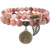 Farfume Bracciali Chakra per le donne - Cristalli Bracciale Donne Pietre Naturali Yoga Reiki- Un set di bracciali doppi (Giada Fiore di Prugna(Resistenza) Medio)