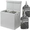 Simple Houseware Cesto per Biancheria Doppio con Coperchio e Sacchi per Biancheria Rimovibili, Grigio