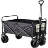 Zendea - Carrello con Ruote Portatutto Pieghevole 82,5x54,5x99,5 cm in Acciaio Antracite, Portata 120 kg, Richiudibile Salvaspazio per Spesa, Spiaggia, Campeggio e Giardino