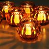 Woho Amber Tealight Candle Holder Set of 6, Tea Lights Candle Holder for Wedding Table, Glass Candle Holders Bulk for Home Decor