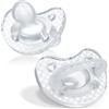 Chicco PhysioForma - Ciuccio Luxe in silicone, 16-24 mesi, con scudo alla moda, senza BPA e lattice, confezione di sterilizzazione riutilizzabile, cristallo, confezione da 2