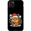 beaver winter santa hat cute animal snow Custodia per iPhone 11 Pro Max Simpatico castoro invernale con cappello da Babbo Natale