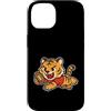 tiger rugby fierce mascot diving cartoon Custodia per iPhone 14 Tigre Rugby tuffo Cartone