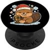 beaver winter santa hat cute animal snow Simpatico castoro invernale con cappello da Babbo Natale PopSockets PopGrip Adesivo