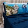 PETTI Artigiani Italiani - Lenzuola in Cotone con Federe in Stampa Digitale, Lenzuolo Una Piazza e Mezza Francese, Completo Letto Fantasia Capri Blu Notte, 100% Made in Italy