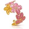 KummerSaprk Braccialetto rigido da donna con fiore rosa acceso, colorato, con motivo floreale, aperto rosa chiaro, gioielli estivi, accessori per abiti, regolabile, color oro, regalo per lei, Grande