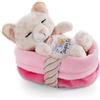 NICI Gatto con Cestino 12 cm - Sleeping Pets Gattina Leopardato per Bambine, Bambini e Neonati - Pupazzo Imbottito per Le Coccole, i Giochi e la Nanna - Morbidi Animali di Peluche