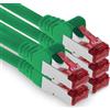 1aTTack.de - 5x 3 metri cavo patch CAT6 S/FTP PIMF schermatura CAT.6 cavo di rete RJ45 cavo Ethernet DSL router LAN switch modem pannello patch - verde - 5 pezzi