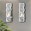 ZOLAPI Set di 2 portacandele in cristallo schiacciato, splendido applique da parete color argento con effetto specchio, portacandele irregolari, decorazione in vetro, decorazione per la casa,