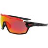 Nike SHOW X RUSH M DZ7370 010 Black/Red Mirror Sunglasses Unisex Iniettato, Shield, 58