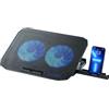 NK Laptop Cooler Stand - Ventola per computer portatili da 12 a 17 pollici con 5 supporti regolabili in altezza, 2 ventole silenziose, 2 porte USB, raffreddamento rapido, luce LED blu - Colore nero