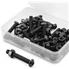 MINHER (30 set) M6 x 30 mm Viti a testa bombata con esagono incassato e dadi, filettatura completa in acciaio al carbonio, 10,9 (nero)