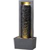 Teamson Home Fontana da giardino moderna con luce LED calda in poliresina effetto roccia stratificata colore grigio scuro per terrazzo o ingresso