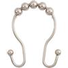 Kenney Metal Double Roller Ball Shower Curtain Rings Anelli per Tenda da Doccia a Doppia Sfera, Confezione da 12, Metallo, Nichel Spazzolato, Taglia Unica