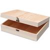 VIKOS Products Scatola in legno grezzo con coperchio incernierato per artigianato fai da te portagioie scatola di pino - 30,5 x 22,9 x 8,5 cm