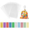 Carehabi 200 Pezzi Sacchetti Caramelle, 25x15 cm Sacchettini Trasparenti Buste In Cellophane con 200 Bande Metalliche Per Dolci, Biscotti, Pane, Frutta Ecc. Perfetti Per Le Feste Regalo