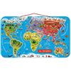 JANOD- Puzzle Magnetico Carta del Mondo in Legno, Planisfero Murale con 92 Pezzi Calamitati, Versione Italiana, Gioco Didattico a Partire da 7 Anni, Single, 70 x 43 cm, J05500