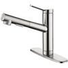 CREA - Rubinetto miscelatore per cucina, in acciaio inox, con maniglia monocomando e canna flessibile rimovibile, design moderno