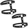 Giantree Pettorina per gambe in pelle, elastico regolabile a 2 file di cintura per gambe in pelle, con anello, reggicalze punk nero, cintura per coscia, fondina per coscia, per Halloween, accessori