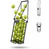 Relaxdays Cestino per Palline da Tennis, Manici Pieghevoli, Metallo, AxLxP: 40,5 x 14 x 14 cm, Raccoglitore, Nero